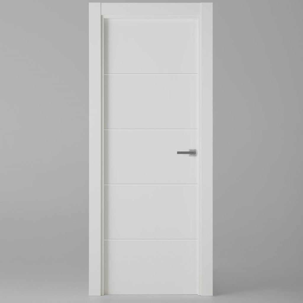 Porta 4 Ranures Blanca Lacada RAL 9003 – Interior Massissa Alleugerada